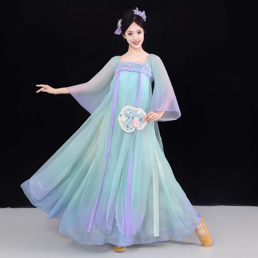 古典舞舞蹈服汉唐风飘逸纱衣齐胸襦裙练功服中国舞伞舞演出服装S-2XL