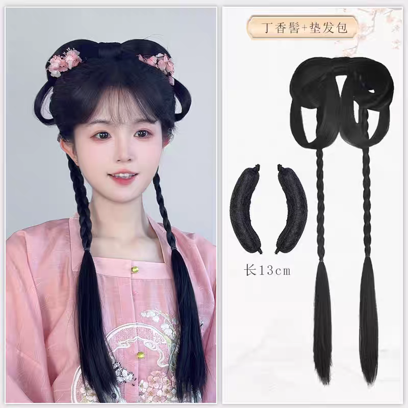 Hanfu Wig Bun Hairpiece | Chinese Ancient Costume Hair Accessories, Bridal Updo Extension for Cosplay