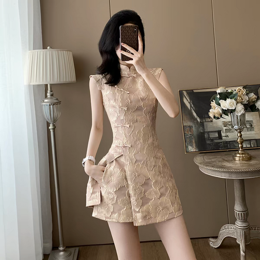 Modern Chinese Cheongsam Two Piece Set – New Chinese Style Outfit | International Shipping 新中式旗袍裤装两件套S-XL