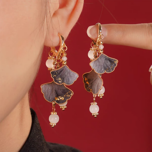 Chinese Ronghua Flower Earrings | Traditional Chinese Handmade Floral Earrings | Elegant Cultural Gift