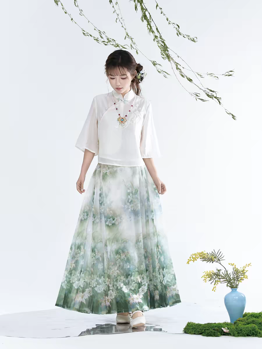 Summer Daily Hanfu: Soft Gauze Mamian Skirt (Breathable & Flowy)