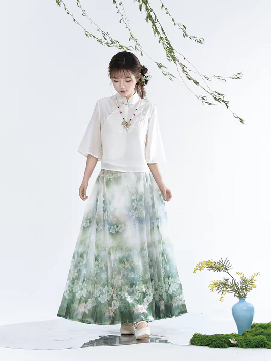 Summer Daily Hanfu: Soft Gauze Mamian Skirt (Breathable & Flowy)