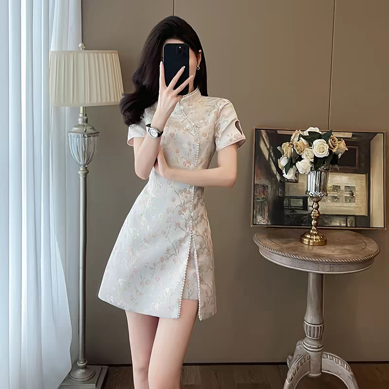 Modern Chinese Cheongsam Two Piece Set – New Chinese Style Outfit | International Shipping 新中式旗袍裤装两件套S-XL