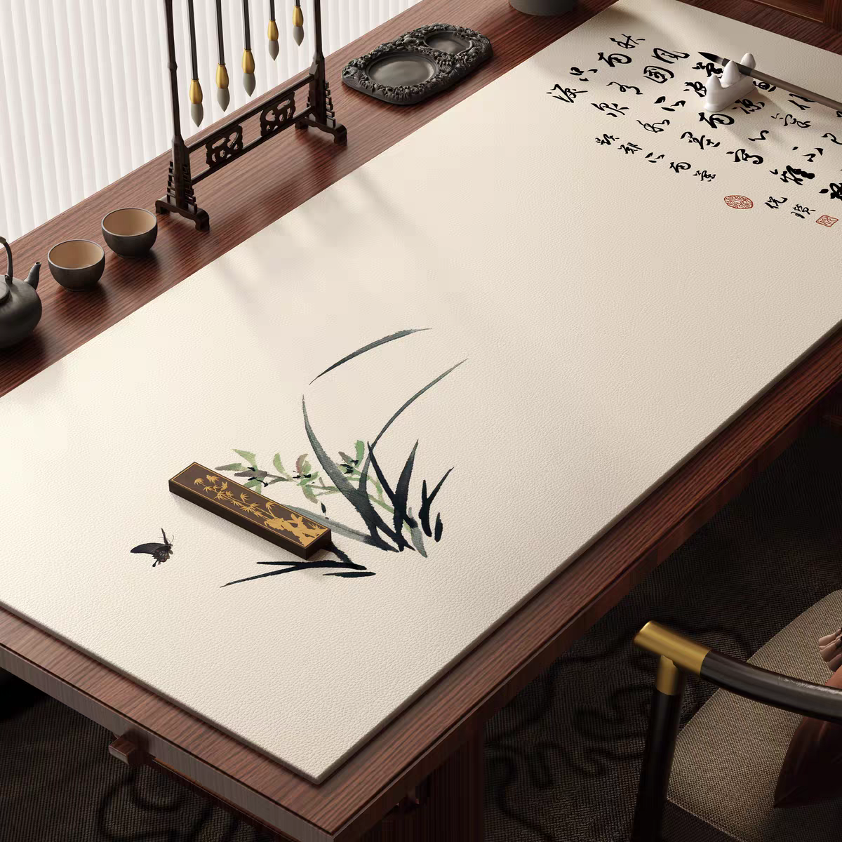 New Chinese style desk protector, 60*120cm新中式书桌保护垫60*120cm