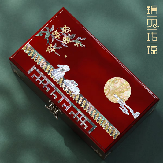 Mother-of-Pearl Lacquer Jewelry Box – Traditional Chinese Bridal Gift, Wedding Dowry Chest