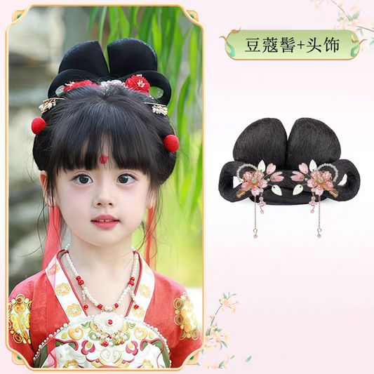 Hanfu Wig Bun Hairpiece | Chinese Ancient Costume Hair Accessories, Bridal Updo Extension for Cosplay