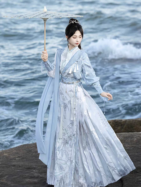 Women's Hanfu-Inspired New Chinese Style Top and Mamian Skirt Set – Traditional Chinese Outfit