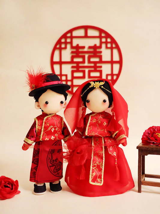 A Perfect Match: DIY Hanfu Wedding Materials Kit - Handmade Dolls, Yarn Sewing, Xiuhe Doll Making (Single Item)