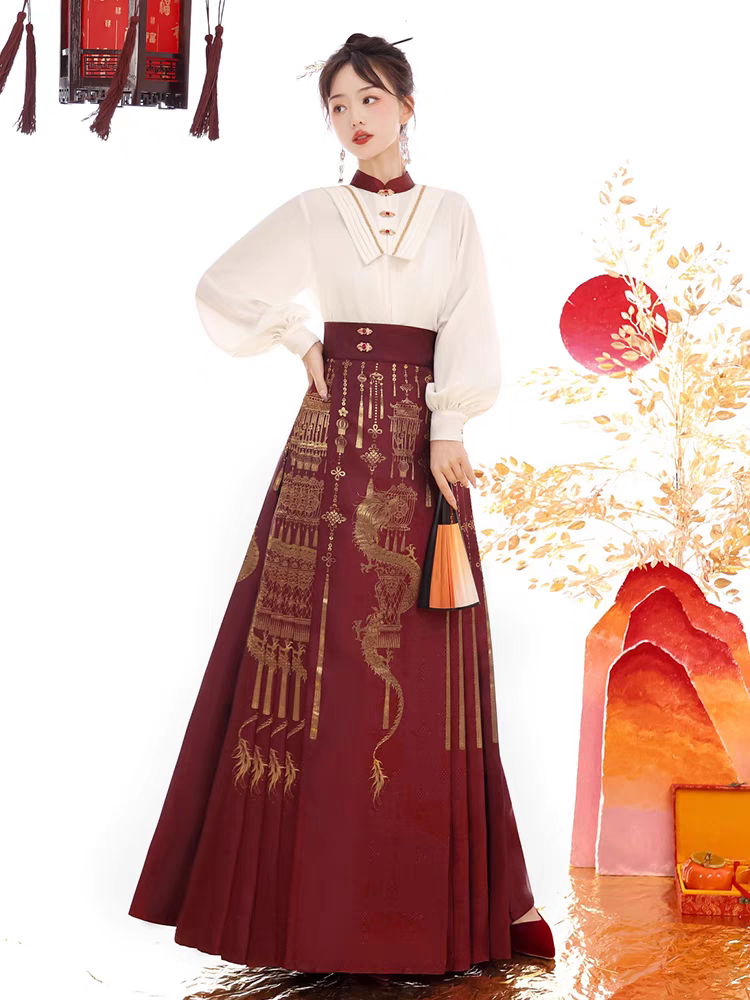 Gaun pengantin gaya Cina baharu dengan skirt berwajah kuda dan SL yang sepadan
