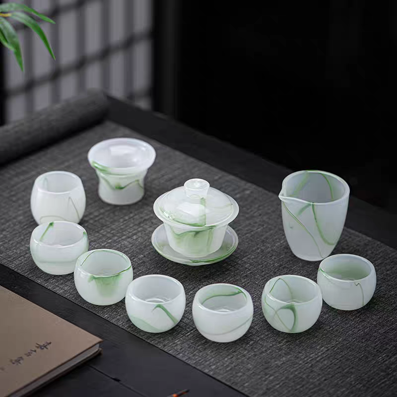 Liuli (colored glaze) tea set