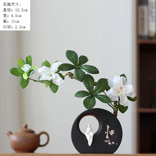 New Chinese style dried flower decorative flower ornaments, home decorations, living room and entryway flower arrangements, artificial flowers, Zen-inspired vase