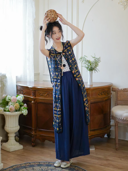 Hanfu New Chinese Style Jacket with Suspenders and Song Dynasty Pants Matching Chinese Style Daily Commuting Han Elements SL