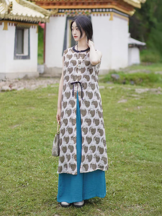 Round neck vest, Chinese style, everyday Hanfu elements S