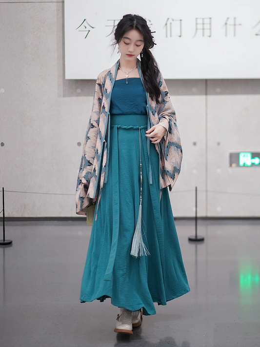 Hanfu, Wei, Jin, Northern and Southern Dynasties pleated dress with suspenders and eight-piece skirt, matching Chinese style daily wear with Han elements SL