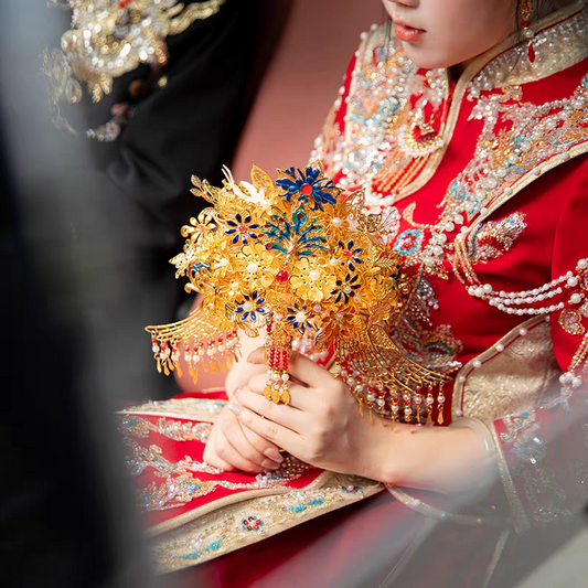 New Chinese Wedding Bouquet – Modern Oriental Bridal Hand Bouquet