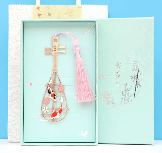 琵琶櫻花鯉魚書籤