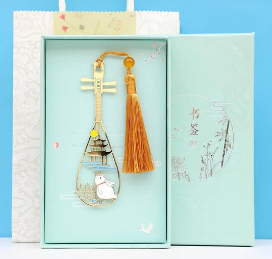 琵琶月下兔書籤