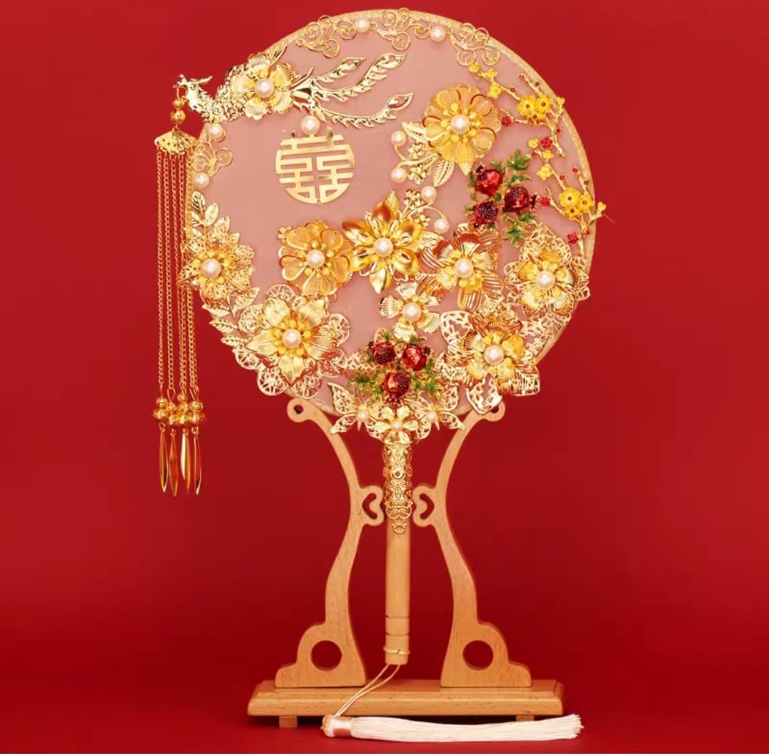 Double Happiness Wedding Fan – Traditional Chinese Bridal Fan, Perfect for Gifting